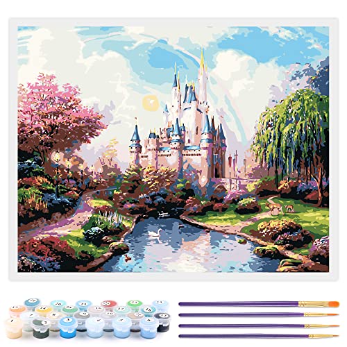 Toudorp Kits de Pintura por números con Tarjeta de Lupa 3X Pintura acrílica de Bricolaje de 40 x 50 cm - Castillo de ensueño (sin Marco) Cover