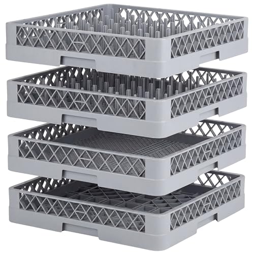 MORLEOS Escurridor para platos, escurreplatos (con dedos), 1 cesta para cubiertos (malla fina), 1 cesta para lavar vasos (malla gruesa), 50 x 50 x 10 cm