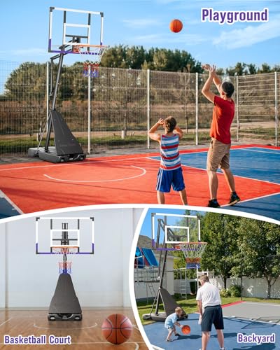 Image of TONBUX Basketball Hoop Outdoor 44 /48 /54 Inch PC Backboard, 10FT Adjustable Basketball Goal, Portable Basketball Hoop for Kids /Teens /Adults in Backyard, Driveway and Indoor