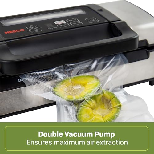Image of Nesco Deluxe Food VS-12 Vacuum Sealer, 130 Watts, Kit Bags & Viewing Lid, Compact, Silver