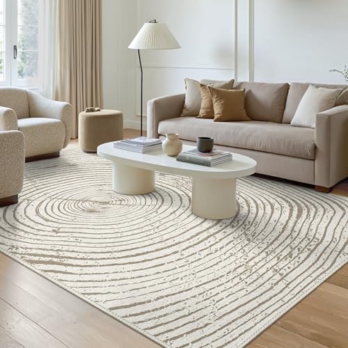 GENIMO Alfombra Moderna Pelo Corto Salon,Alfombra Cocina,Alfombra Lavable Cocina,Alfombra Dormitorio,Alfombra Antideslizante para Entrada,Pasillo,Beige,160x230 cm