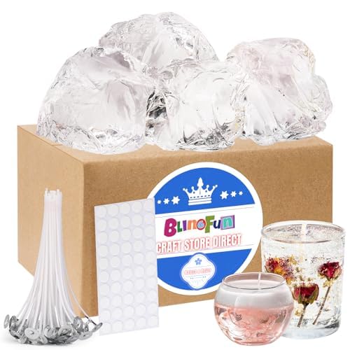 Blingfun Gel Wax for Candle Making with 4 pcs Jelly Wax,50pcs Candle Wicks & 50pcs Stickers Candle Wax for Candle Making,Handcraft Scented Candles Supplies