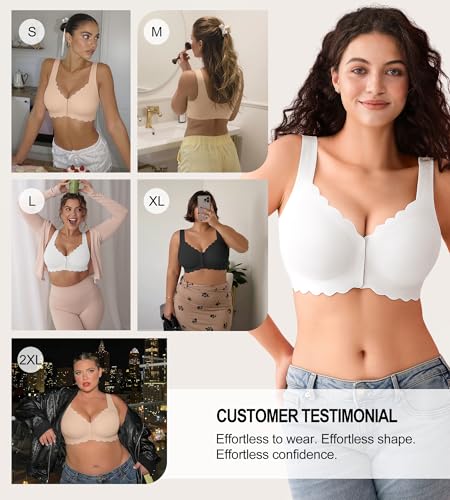 Image of Front Closure Bras for Women Seamless Wireless Push Up Bra No Underwire Full Coverage Comfort Bras Mastectomy Bralettes
