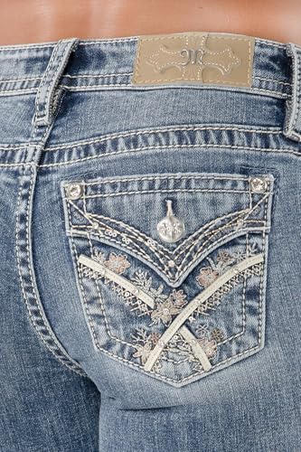 Miss Me Women's Zinnia Cross Stitch Embellished Faux Flap Pockets Mid-Rise Bootcut Jeans4