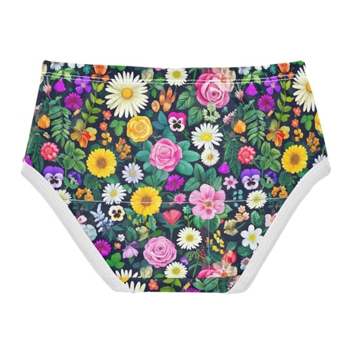 Joisal Wildflowers Dark Navy Blue Girl Panties Cute Girls Underwear Toddlers Cotton Fun Print Briefs Girls Undies 2t2