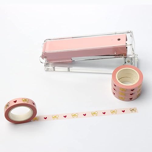 Miniatura 9 de Juego de 3 cintas washi de papel de aluminio rosa con forma de corazón y lazo, 32 pies x 0.6 pulgadas, cinta adhesiva para embalaje, decoración,