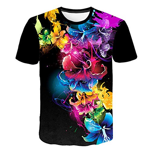 FANGDADAN 3D Printed Tshirt,Unisexe Nouveauté Imprimé 3D Fantaisie Fleur T-Shirts-Digital Imprimé Paysage Naturel Graphique T-Shirts À Manches Courtes-Été Casual Plein Motif Drôle À Manches Court Cover
