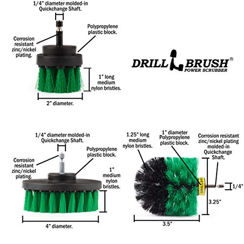 Image of Drillbrush Kitchen Cleaning Supplies - Stove & Oven Rack Cleaning Brush Kit | Whole Household Scrubbing Pads and Medium Stiffness Brushes - Sink, Tile, Laminate, Vinyl, Pan & Countertop Scrubber