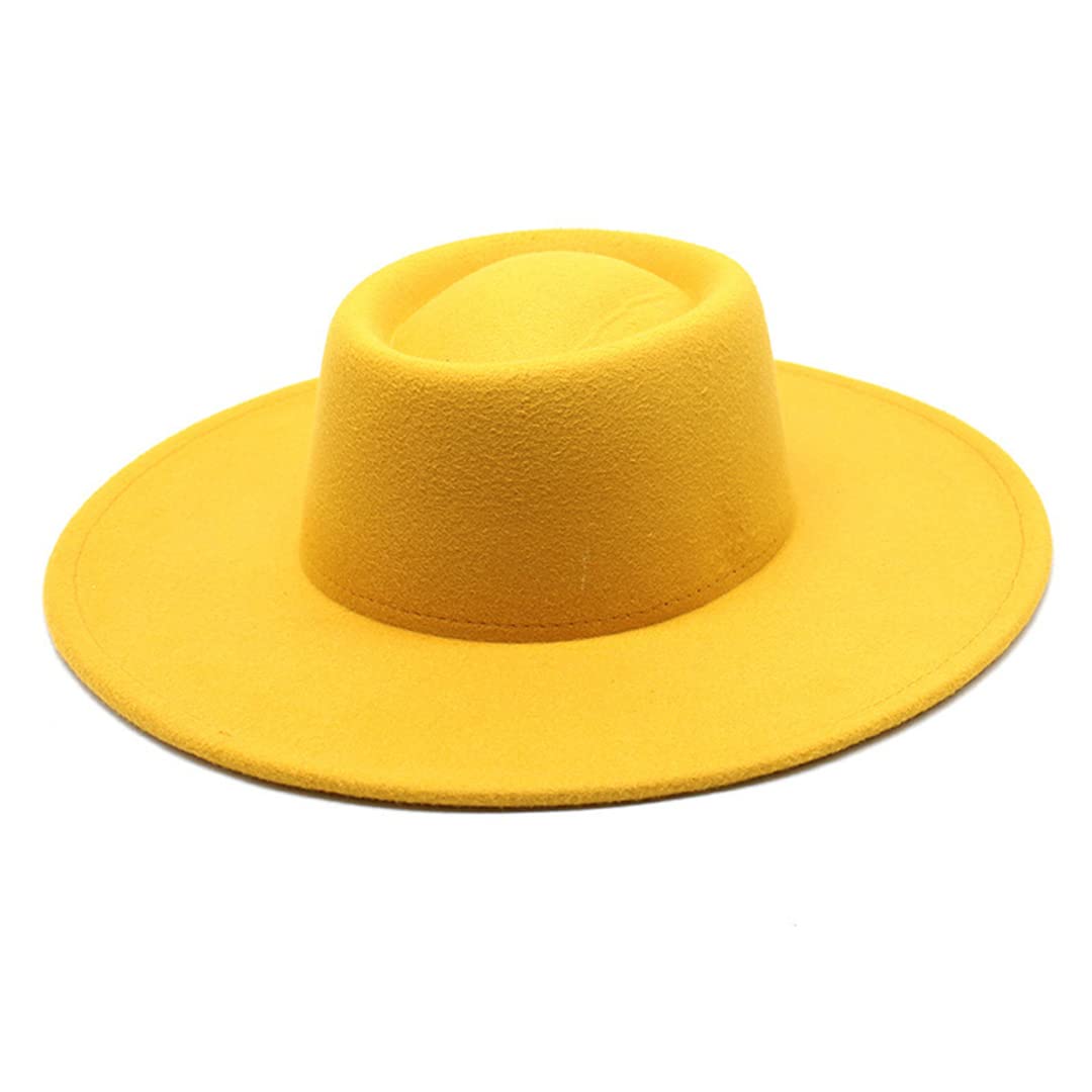 Klasyczny brytyjski styl 9,5 cm duży szeroki rondo kapelusz fedora dla kobiet jesień zima filcowe kapelusze kościelne
