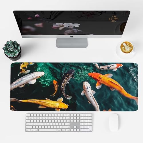 Tapis de souris XXL avec rubber base et surface imperméable poisson - 5