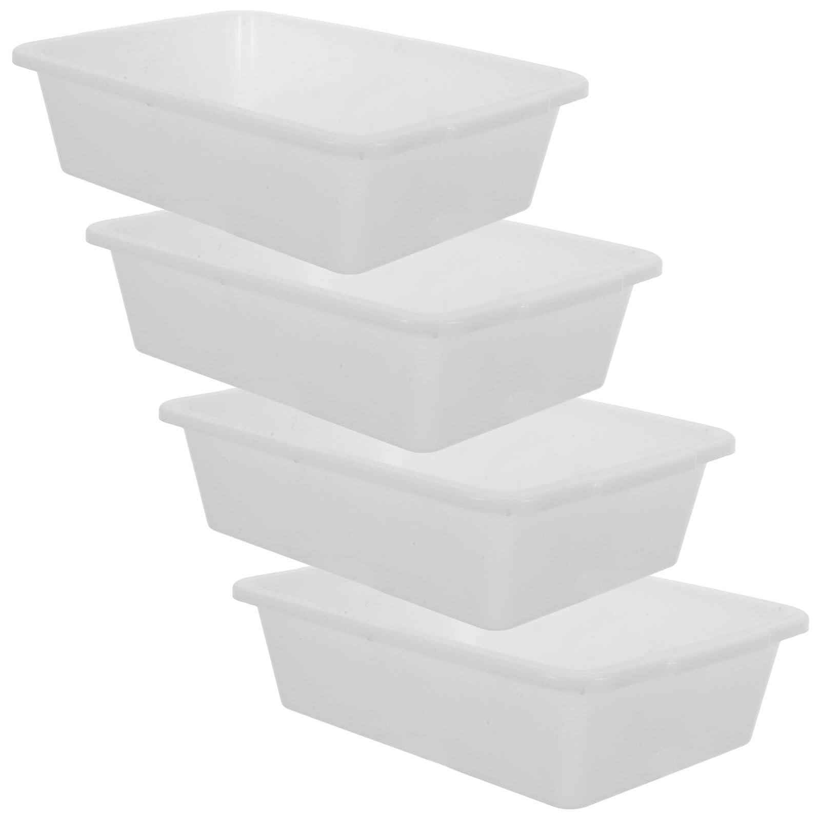 4 Pièces Plateau Rectangulaire en Plastique Blanc Résistant aux Produits Chimiques pour Expériences en Laboratoire, Bac Étanche pour Échantillons et Substances Diverses, Dimensions
