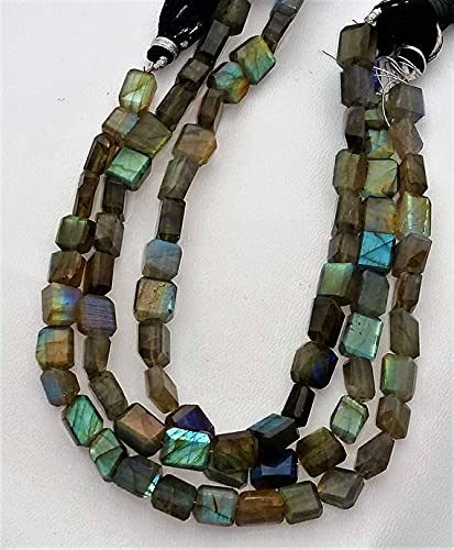 Perles labradorite naturelle facettée en fil de 9.5 pouces pour fabrication bijoux faits main