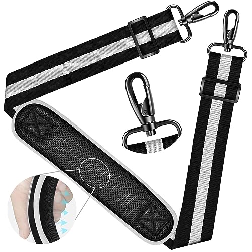 Image of ZINZ Shoulder Strap 59 Inch Universal Bag Strap with Ultra-thick Fixed Breathable Pad Adjustable Heavy-duty Shoulder Strap for Laptop Crossbody Gym Camera Bag and more - Stripe-BWB