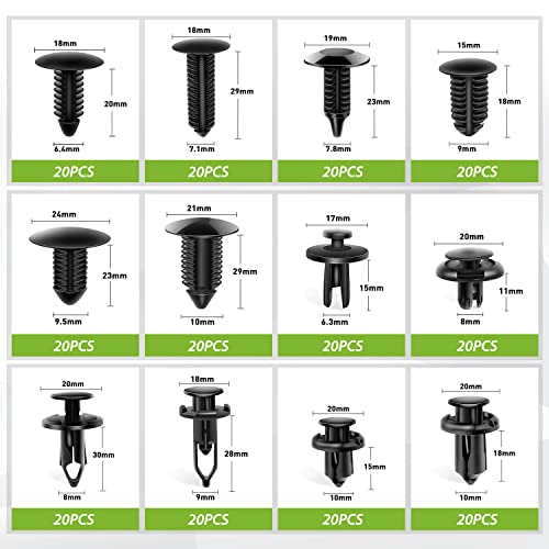 Image of Frokom 240pcs Car Retainers Clips Bumper Grill Fender Door Rivets,5 pcs Fasteners Clips Kit for Chevrolet Silverado /Chevy Tahoe /Suburban /GMC Sierra /Ford /Dodge /Toyota /Honda