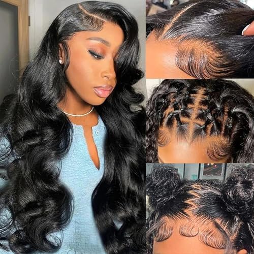 Flynet 30 Inch Body Wave Lace Front Wigs Human Hair, 13x6 HD Transparent Lace Front Wigs Human Hair Glueless Frontal Body Wave Wig for Women, Pre Plucked, Tangle Free, Average Cap, 30 Inch