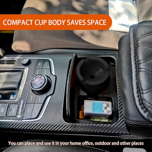 Image of Smokeless Ashtray, Portable Car Ashtrays for Cup Holder, Multifunctional Ashtray with Lid Smell Proof for Car Truck SUV to Keep Car Interior Accessories Tidy, ABS Plastic, Black