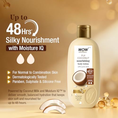 Image of WOW Skin Science Coconut Milk & Argan Oil Body Lotion - Medium Hydration - No Mineral Oil, Parabens, Silicones, Color & PG - 400ml