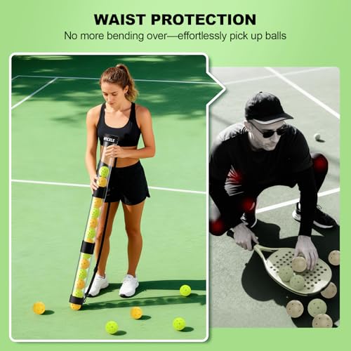 Image of Pickleball Ball Retriever 17 Balls Pickleball Pickup Tube with Shoulder Strap,Quick and Portable for Pickleball Tube Ball Pickup,Lightweight Pickleball Picker Upper Ball Holder