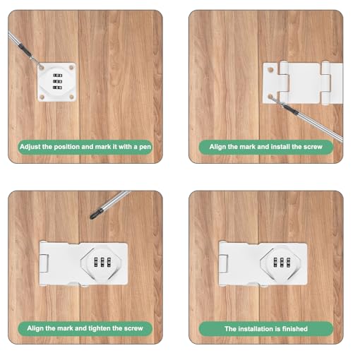 Image of M METERXITY 2-Pack Keyless Combination Lock, 3.78 inch Zinc Alloy Mechanical Password Twist Knob Hasp Locks Latch for Cabinet /Closet /Garage /Drawers /Garden,90 /180 Degree Barn Door Lock [White]