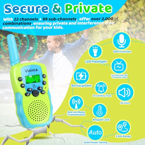 Vvinca Walkie Talkies For Kids Rechargeable Toys For Ages 5-7 thumb #4