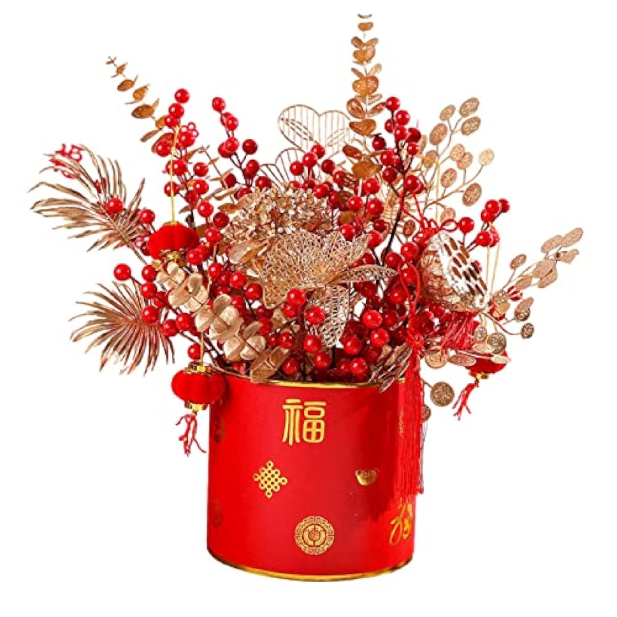 Simulation Red Berries Flowerpot Feng Shui Decoration Lightweight Decorative Style B