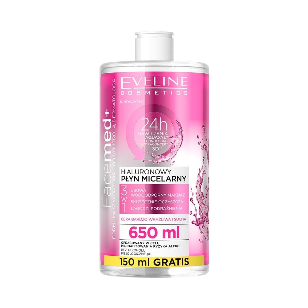 Eveline Hyaluronic 3-in-1 micellar fluid, very sensitive and dry skin, 650ml