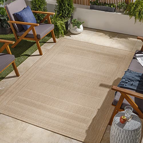 Livabliss Beji Indoor Outdoor - Large Boho for Living Room 160x213cm, Dining, Kitchen - Vintage Patterned Neutral & Coloured s, Waterproof, Stain Durable, Beige