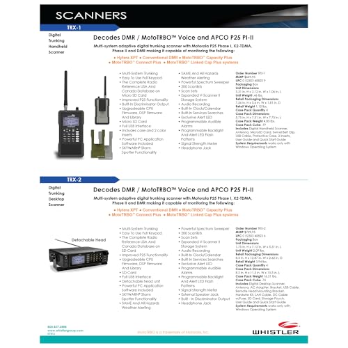 Image of Whistler TRX-2 Digital Police Scanner - Desktop /Mobile Scanner with EZ Scan Software, APCO P25 Phase I & II, DMR, NXDN, and USA /Canada Database Preloaded