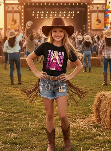 Image of Girl Country Music T-Shirt - Kids Singer Letters Graphic Birthday Shirts Gifts Fan Song Tour Concert Outfit Top