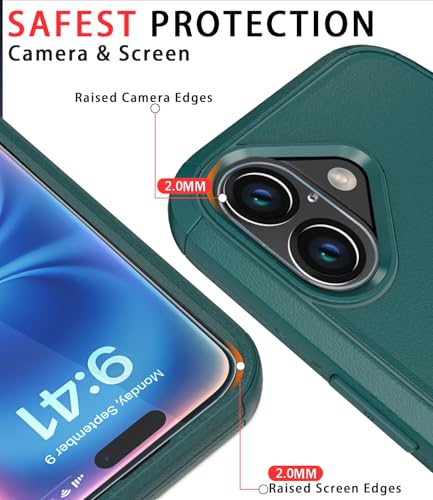 Image of Diverbox for iPhone 16 Case [Shockproof] [Dropproof] [Tempered Glass Screen Protector + Camera Protectors] Heavy Duty Protection Phone Case Cover for Apple iPhone 16 (Dark Green)