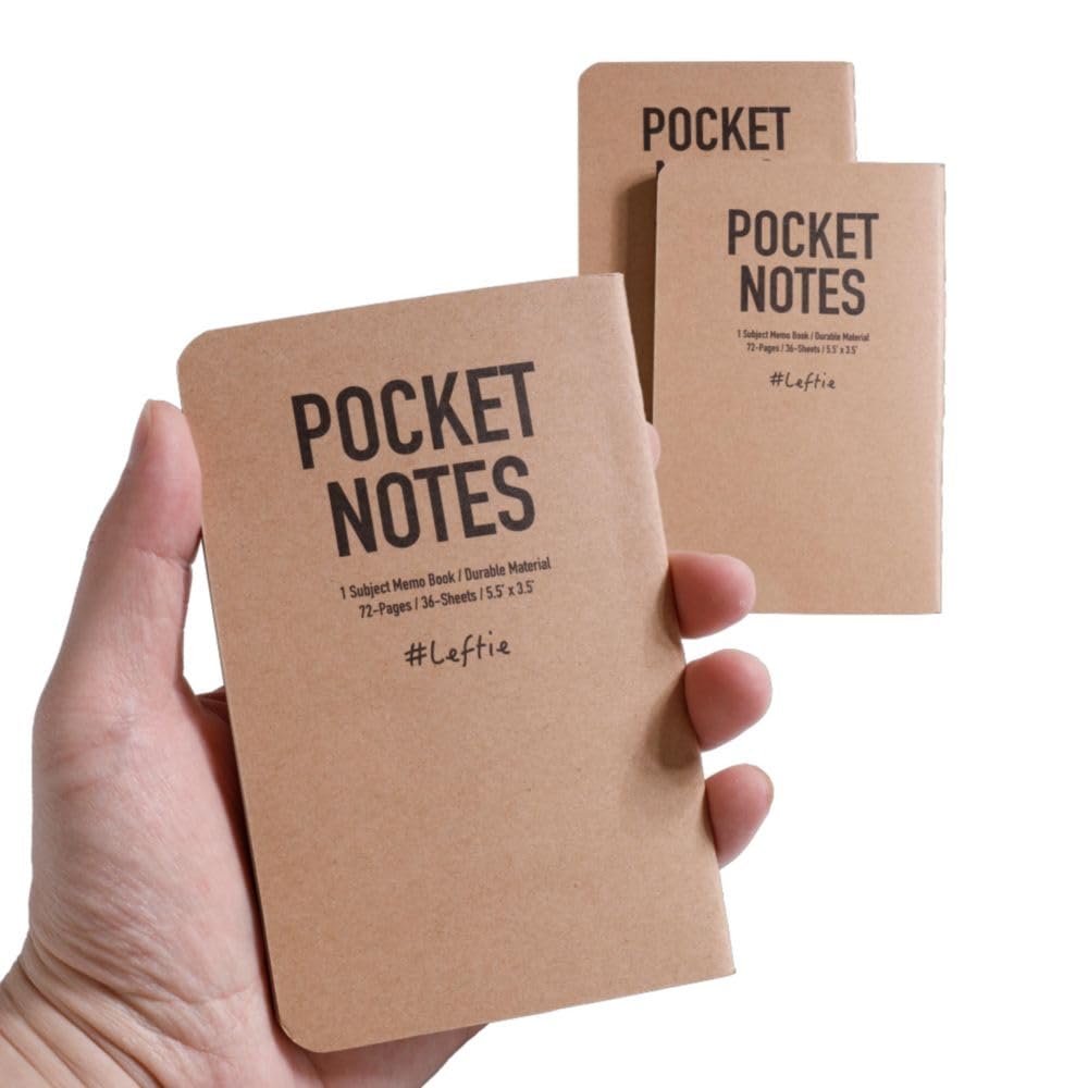 Urby Left Handed Notebooks Field Pocket Note Size, 5.5'' X 3.5'', The Lefty Stuff Series, 80GSM w. Paperback Cover, 72 Pages. 3pk of college ruled