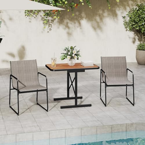 Conjunto de jardín de 3 piezas con mesa de comedor rectangular y dos sillones 8