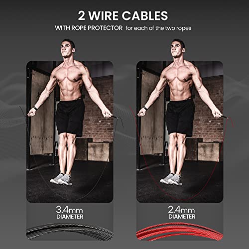 Bemaxx BM-SP1B High Speed Jump Rope + Exercise Guide + 2 Adjustable Replacement Steel Cables & Ergonomic Handles thumb #3
