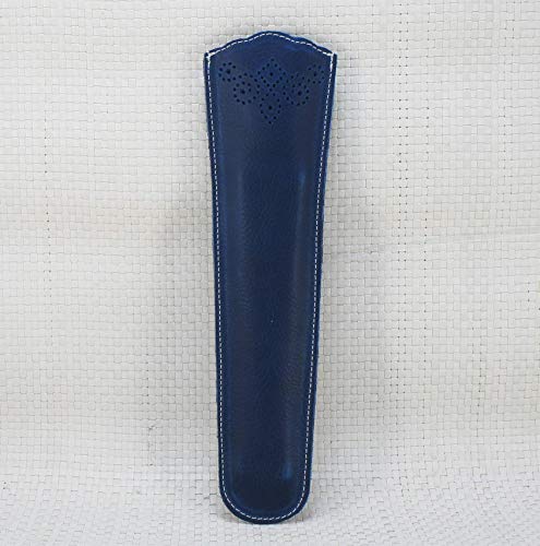 Funda de abanico de piel legítima, color azulón