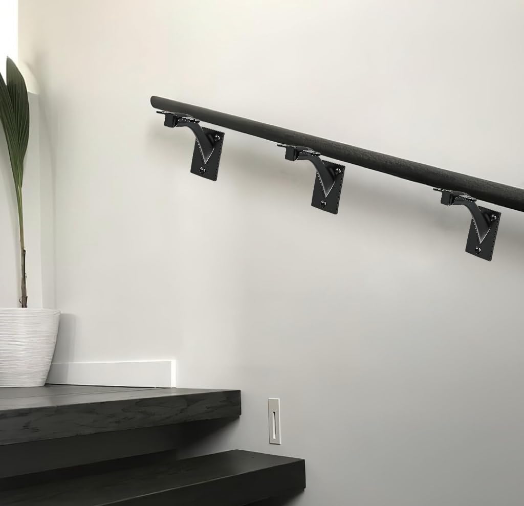 KHTUMEWARE-KH364 Matte Black Handrail Brackets 2-Pack in Matte Black — KHTUMEWARE