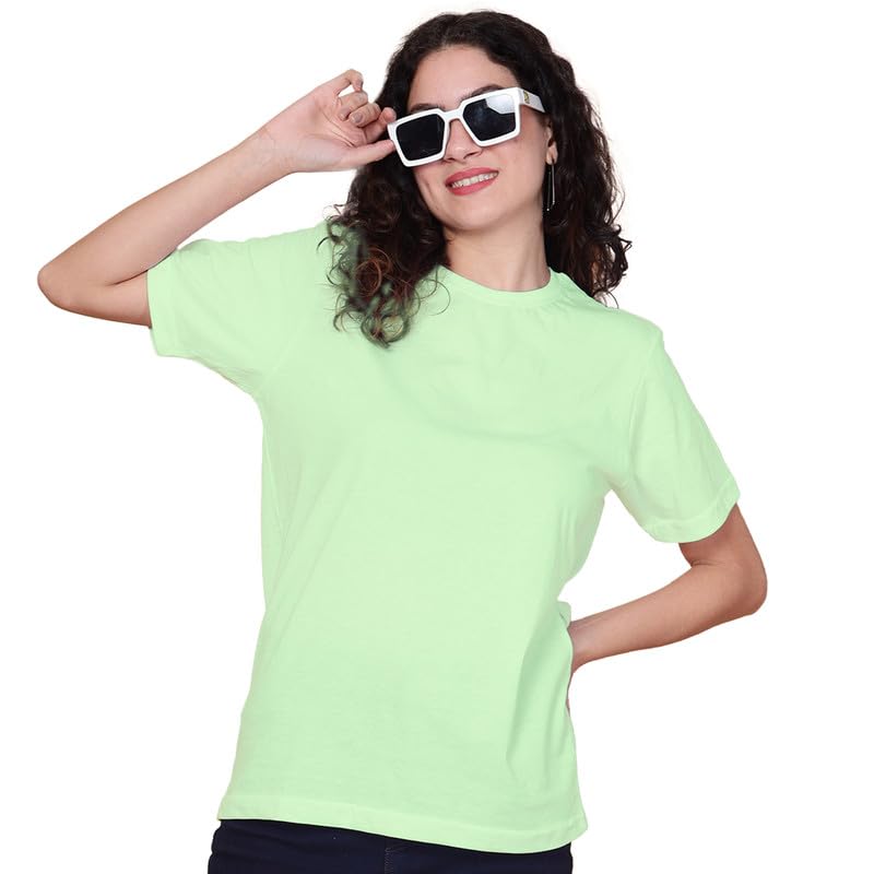 Image of Sleepynuts Women Boyfriend Plain Round Neck Half Sleeve T-Shirt