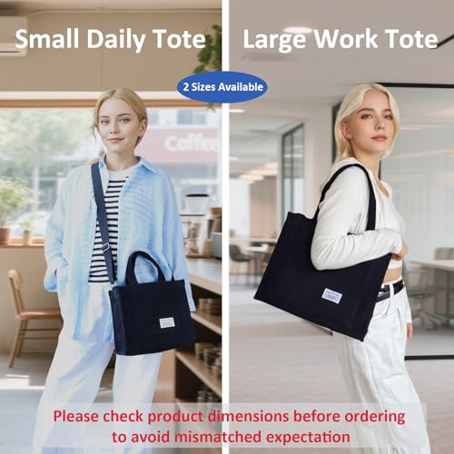 UERRUAM Corduroy Tote Bag for Women Work Crossbody Purse for Everyday,College,Travel,Lightweight Handbag Adjustable Strap2