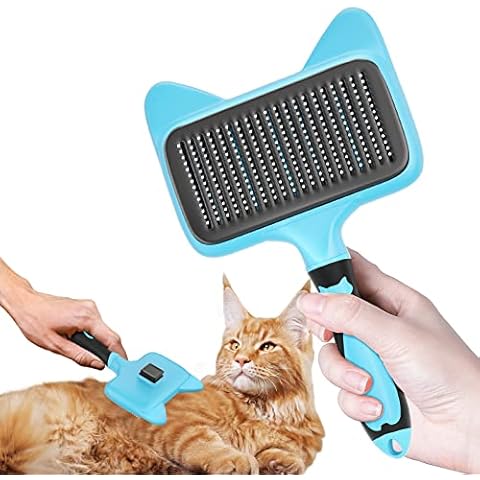 Glendan Dog & Cat Hair Brush, Self Cleaning Slicker Brush for Pet Grooming. Easy Loose Undercoat Removal, Massaging Tool for Long or Short Hair, All Ages Pet Owners. Cover