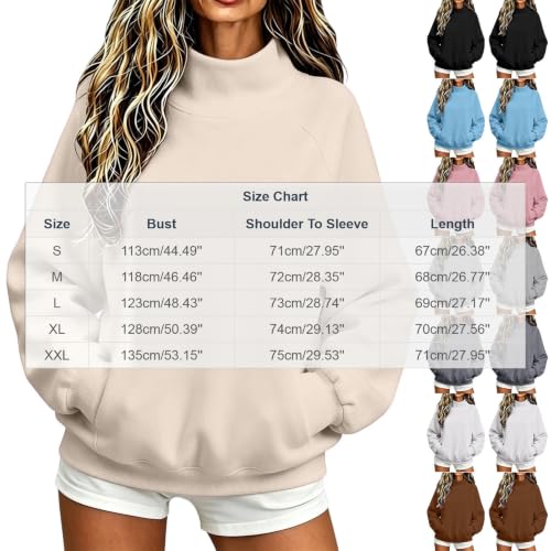 FPMLUXLL Womens Mock Neck Sweatshirt Casual Pullover Sweater with Pockets - image 6