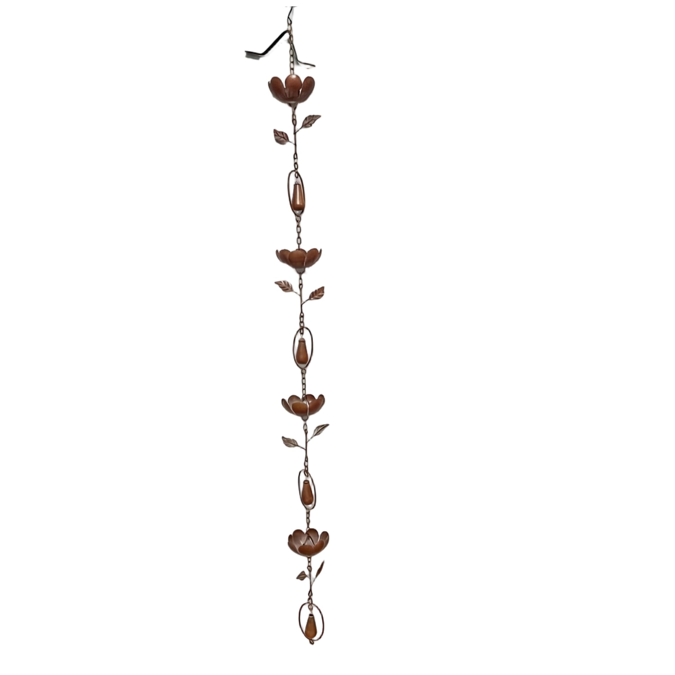 Chaîne de pluie vintage en bronze de 185 cm aux finitions ciselées