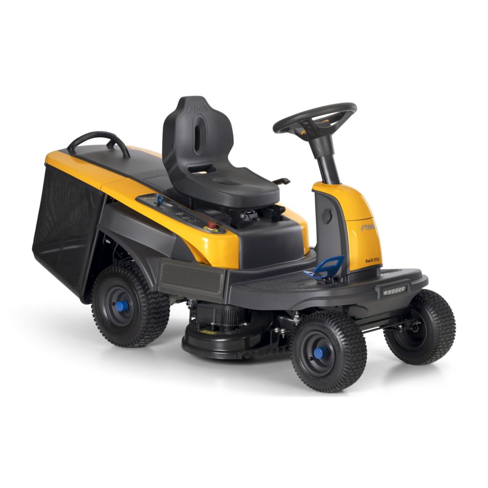 STIGA 372e Swift Tondeuse Autoportée À Batterie, 72 cm, 48V – 4 Batt. (2x7.5Ah+2x5Ah), Plateau Bi-Lames – Pelouses jusqu'à 1 600 m² (2 400 m² en ECO), Jaune