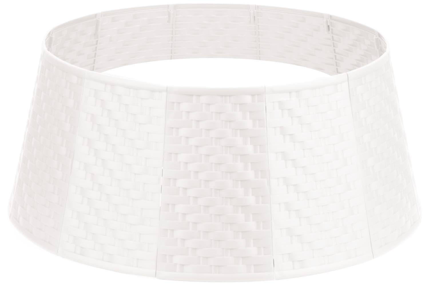 White Christmas Tree Collar: 28 inch Woven Base Cover for 12ft Real Tree Christmas Tree Decorations