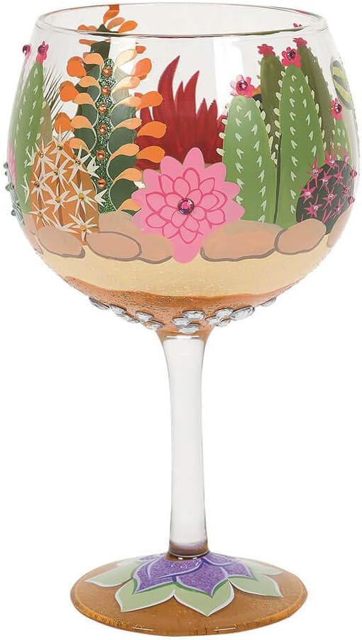 Enesco Designs by Lolita Desert Terrarium Copa Artisan Cocktail Glass, 24 Ounce, Multicolor
