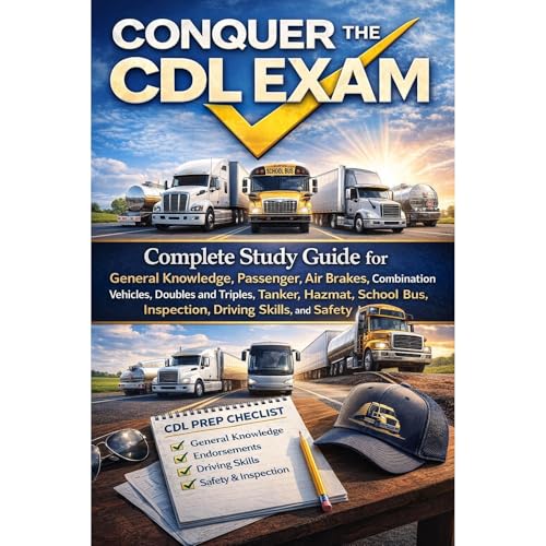 Conquer the CDL Exam: Complete Study Guide for General Knowledge, Passenger, Air Brakes, Combination Vehicles, Doubles and Tr