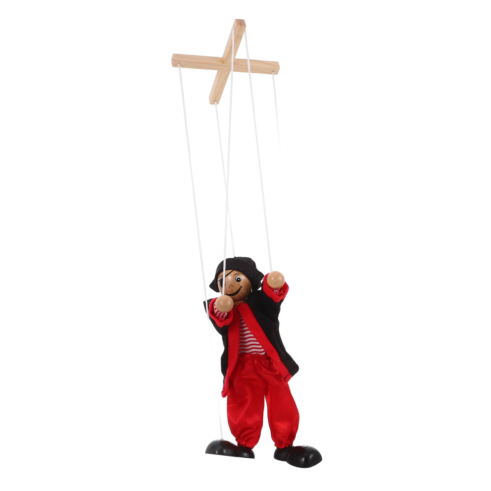 VICASKY Marionnette à Fils Pirate en Bois Noire pour Garçon Et Filles, Marionnette Ventriloque De Théâtre, Jouet Interactif Éducatif pour Spectacle Et Décoration
