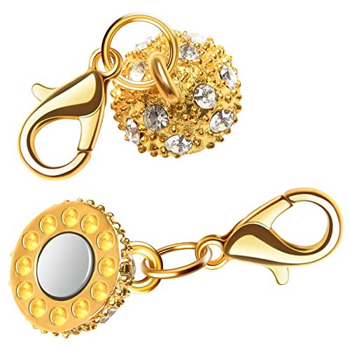 Okgd 12 Pcs Locking Magnetic Lobster Clasp Round Rhinestone Ball Necklace Clasp Converter Chain Extenders For Jewelry Necklace Bracelet Silver & Gold #TOP4