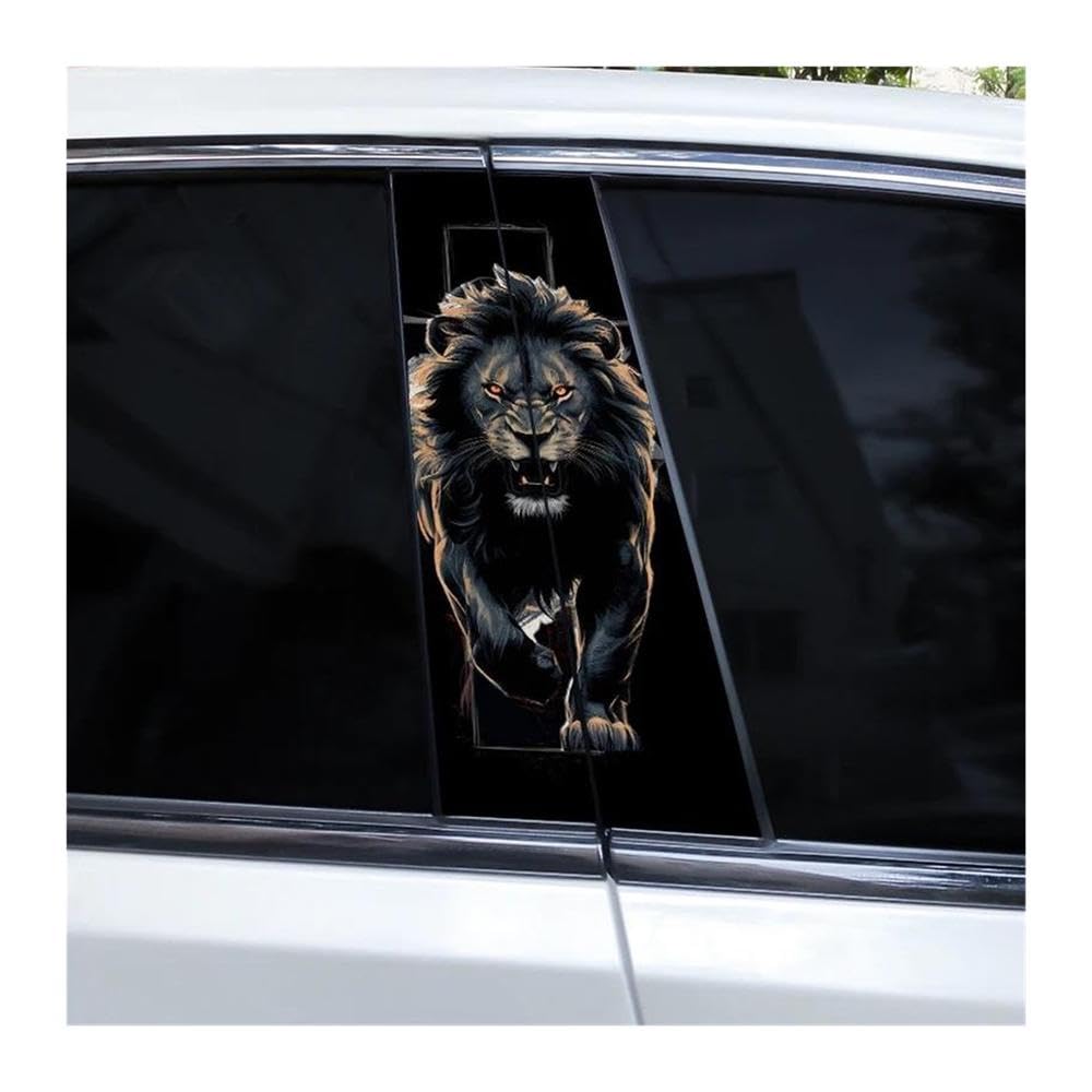 Autocollants de porte voiture lion 2 pièces en vinyle pour pilier et carrosserie auto