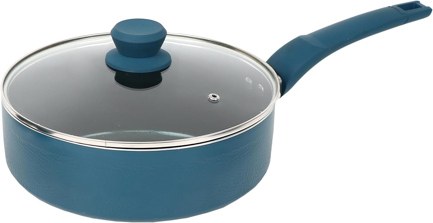 10.5" Saute Pan with Lid, Non-Stick Blue Diamond Coating, Induction Safe, Soft Touch Handle, 10.5 Inch Frying Pan for Cooking, Dishwasher Safe