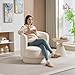 HOMCOM Sessel Wohnzimmer Drehbarer Relaxsessel mit Armlehnen, Loungesessel Lesesessel mit Sherpa-Optik, Polstersessel für Schlafzimmer Cremeweiß