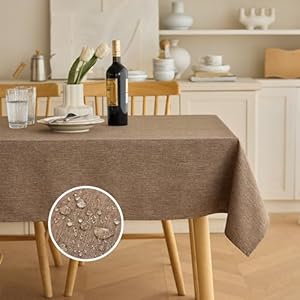 Waterproof Linen Tablecloth for Dining Room Rustic Farmhouse Tablecloth for Room Decor Outdoor Tablecloth for Party Wedding Picnics PatioOblong 60 x 120 Inch 10 12 Seats Coffee